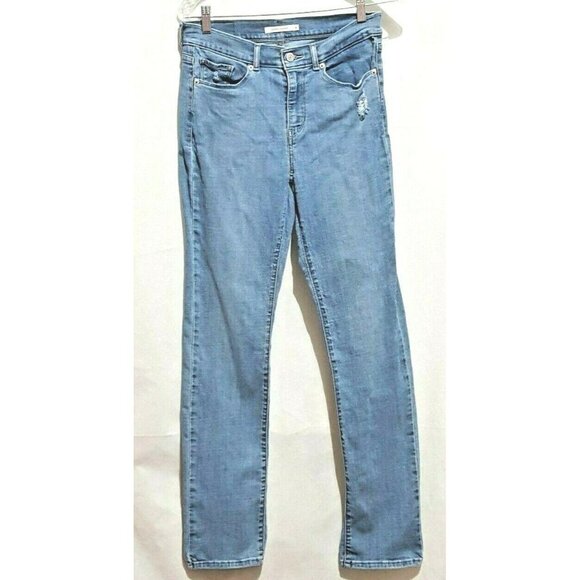 Levi's 525 Womens Jeans Straight Leg Size 4 Distressed Mid Rise 29 X 31.5 - Picture 2 of 8